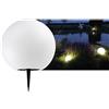 ChiliTec Lampada solare a sfera 25cm - lampada solare con picchetto da terra, cella solare, batteria, IP44 resistente alle intemperie, sensore crepuscolare, 3000k / bianco caldo