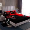 Loussiesd - Set di lenzuola con angoli per letto matrimoniale, a tema videogiochi, nero/rosso, 100% microfibra, con angoli profondi, 4 pezzi, 1 lenzuolo di sopra, 1 lenzuolo con angoli e 2 federe