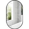 Nova Deco Specchio Bagno Ovale da Parete con Cornice in Alluminio Verticale o Orizzontale 60x90 cm colore Nero - R510BK