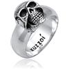 Kuzzoi 0601662919 - Anello da uomo con sigillo, in argento Sterling 925 massiccio, larghezza: 10 mm, nero ossidato con incisione di teschio, misura: 60-66