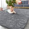 Homaxy Tappeto a pelo lungo, morbido, con fondo antiscivolo, lavabile, per il soggiorno, la cameretta dei bambini, la camera da letto - 80 x 150 cm, Grigio