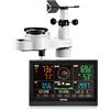 VEVOR Stazione Meteorologica Wireless Senza WIFI, Display VA da 190,5 mm, Sensore Esterno a Energia Solare, Pluviometro, per Interni ed Esterni, 5 Funzioni Previsioni del Tempo, Temperatura, Umidità