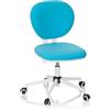 HJH Office 670969 Sedia girevole per bambini e ragazzi KID VIVO tessuto turchese/bianco Sedia da ufficio per bambini con schienale regolabile in altezza