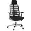 HJH Office sedia ergonomica per ufficio SPINIO ELITE poggiatesta e supporto lombare regolabili, sedia girevole, adatta alla schiena, tessuto/mesh nero