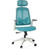 HJH Office sedia ergonomica per ufficio ARCEO WF Sedia girevole imbottita con supporto regolabile per la testa e la zona lombare, rivestimento in tessuto resistente all'abrasione, blu