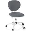HJH Office 670971 Sedia girevole per bambini e ragazzi KID VIVO tessuto grigio/bianco Sedia da ufficio per bambini con schienale regolabile in altezza