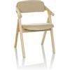 HJH Office Sedia pieghevole imbottita SCANDIO Sedia per visitatori Sedia pieghevole in legno pieghevole, caricabile fino a 120 kg, Beige, 729443