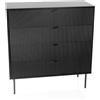 hjh LIVING Cassettiera con 4 cassetti KARBY K 90x40x95 cm, cassettiera in stile industriale, molto spazio, nero