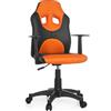 HJH Office 670810 Sedia da Ufficio Girevole per Bambini KID GAME AL Similpelle, Sedia da Scrivania Regolabile in Altezza con Braccioli, Nero/Arancione