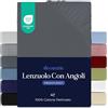 Dreamzie Lenzuola Matrimoniali Cotone 160x200 cm, Altezza Materasso fino a 27 cm - Coprimaterasso Matrimoniale - Grigio Scuro - Certificato senza Prodotti Chimici (Oeko TEX)