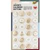 folia 1219 - Calendario dell'Avvento Buttons, madreperla, 24 pezzi, in metallo, per creare un calendario dell'Avvento personalizzato, bianco/oro