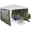 Relaxdays Tende per Gazebo Laterali, Set 3, Telo Impermeabile, Pareti, Chiusura a Strappo, 3x3 m, Finestra, Grigio Scuro