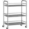 HOMCOM Carrello Multiuso a 4 Livelli con Ripiano Centrale Regolabile e Bordi Rialzati, in Acciaio Inox, 60x35x77 cm | Aosom Italy