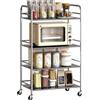 HOMCOM Carrello Multiuso a 4 Livelli con 2 Ripiani Regolabili e Bordi Rialzati, in Acciaio Inox, 60x35x100 cm | Aosom Italy