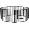 PawHut Recinto per Cani a 8 Pannelli Modulabili da Interno ed Esterno, in Acciaio, 164x164x60 cm, Nero | Aosom Italy