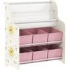 AIYAPLAY Scaffale Portagiochi con 6 Cassetti in Tessuto e Libreria a 2 Livelli, in Legno e Acciaio, 63x30x71 cm, Rosa | Aosom Italy