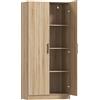 HOMCOM Credenza Cucina Moderna con 2 Ripiani Regolabili e Ante a Chiusura Ammortizzata, 75x40x165 cm, Legno | Aosom Italy