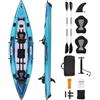 VEVOR Kayak Gonfiabile per 2 Persone, Capacità 317,5 kg, Resistente a Perdite e Forature, con Seduta Imbottita, Pavimento in PVC, 2 Pagaie, Pompa a Mano, Borsa Trasporto, per Pesca e Campeggio