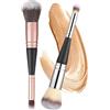 Amabro Kabuki - 2 pennelli da trucco a doppia punta, grandi pennelli per fondotinta, correttore, setole morbide, per liquidi, crema, sfumature, lucidatura, donne e uomini