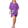 Goldenpoint Donna Copricostume Estivo - Abito Corto con Maniche a Pipistrello e Scollo a V con Coulisse in Cotone Tinta Unita Taglia Unica Colore Viola