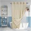 River Dream Tenda da doccia con fodera in PEVA con chiusura a scatto, qualità da hotel, con riquadro superiore trasparente, lavabile in lavatrice e impermeabile, beige, 180 x 188 cm