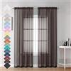 OVZME Tenda a pannello in voile trasparente con tasca per asta, colore marrone cioccolato, 213 cm, per camera da letto, 5,1 x 106,8 x 213,6 cm