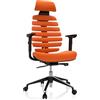 HJH Office 714607 Sedia da ufficio professionale Ergo LINE II PRO Tessuto Arancione Sedia girevole ergonomica con supporto lombare e poggiatesta