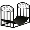 Outsunny Portalegna da Interno ed Esterno in Metallo con Ripiano Curvo, Fino 60kg di Legna, Nero, 60.5x36x46.5cm