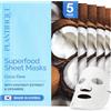 PLANTIFIQUE Maschera Viso in Tessuto Coco Dew 5 Pezzi - Maschera Idratante per il Viso con Cocco e Ceramide - Pacchetto Korean Skincare Nutriente per una Pelle Radiosa, Adatta a Tutti i Tipi di Pelle