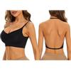 XIWCAFC Reggiseno Senza Schiena Scoperta da Donna, Comodo Scollo a V Bustino Con Scollo Multiway Push up, Invisibile Schiena Bassa Bretelle Convertibili (Black, 80ABC)