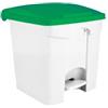 Adatto-M T115358 Pattumiera a pedale in plastica Bianca coperchio Verde 30 litri