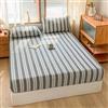 YongXinMY Lenzuolo con angoli elasticizzati in cotone stampato, motivo a righe profonde, 25 cm, morbidi blocchi di colore, lavabile, con angoli elasticizzati (grigio, per letto matrimoniale, XL, 120 x 200 cm)