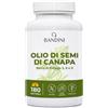 Bandini® Olio di Canapa 1.000mg per Softgel | 180 Perle Vegane Spremute a Freddo | Scorta 6 Mesi | 1 al Giorno | Fonte Naturale di Omega 3 6 9 | ALA, Acido Linoleico e Oleico | Semi di Canapa Sativa