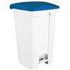 Adatto-M T115955 Pattumiera a pedale in plastica Bianca coperchio Blu 90 litri
