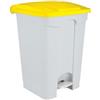 Adatto-M T115456 Pattumiera a pedale in plastica Bianca coperchio Giallo 45 litri