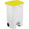 Adatto-M T115956 Pattumiera a pedale in plastica Bianca coperchio Giallo 90 litri