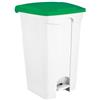 Adatto-M T115908 Pattumiera a pedale in plastica Bianca coperchio Verde 90 litri (confezione da 3 pezzi)