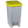Adatto-M T909976 Pattumiera a pedale polipropilene grigio con coperchio giallo 60 litri