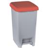 Adatto-M T909977 Pattumiera a pedale polipropilene grigio con coperchio rosso 60 litri