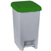 Adatto-M T909978 Pattumiera a pedale polipropilene grigio con coperchio verde 60 litri