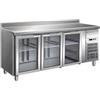 FORCAR-FREDDO G-GN3200TNG - Tavolo Banco Refrigerato Inox con Alzatina Temp. +2/+8 °C 3 Porte a Vetro