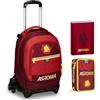 PRESTIGE & DELUXE Trolley Jack-3WD Scuola Roma con zaino staccabile By Seven + astuccio 3 piani completo + Diario 2024/2025 + 7 penne a scatto e portachiave calcio