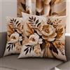 PETTI Artigiani Italiani - Coppia di Federe Cuscino 45x45 cm in Microfibra, Cuscini Arredo Camera da Letto, Divano, Salotto, Set 2 Fodere Copricuscino, Federa Floreale Tortora, 100% Made in Italy