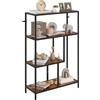 HOMCOM Mobile Libreria a 4 Ripiani in Stile Industriale, Scaffale in Legno e Metallo per Salotto, Ufficio e Studio, 77x30x116 cm, Marrone Rustico