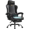 SONGMICS Sedia Gaming, Sedia da Ufficio Scrivania, Ergonomica, Seduta con Molle, Poggiapiedi, Braccioli con Meccanismo Sincronizzato, Nero Inchiostro OBG079B01