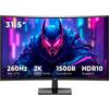 TITAN ARMY C32C1S Monitor gaming da 31,5 pollici 1500R 16:9 260Hz 2K, 1 ms GTG, pannello HVA, HDR10