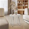 DEGHI Tavolino rotondo 50 cm con top in polipropilene e gambe in metallo bianco - Frisby