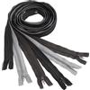 Aerzetix - Set di 6 Cerniere Lampo a Spirale N°5 150cm separabili con cursore | in Metallo Nylon Poliestere | Colore Nero Grigio e Marrone Scuro | per Cucito Artigianato creazioni Tessili