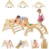 FUNLIO Set Triangolo Regolabili in Altezza per Bambini da 2 a 5 Anni, Arrampicata Montessori Pieghevole, Parco Giochi Bambini Interno 3 in 1 Regolabile con Arco/Scivolo/Roccia da Arrampicata/Triangolo
