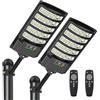 SENDALE 600W Lampione Solare Led Esterno con Telecomando 2 pezzi,IP66 Impermeabile Lampada Stradale Solare con Sensore di Movimento,6500K Lampioni da Giardino Esterno Solari per Garage Strada